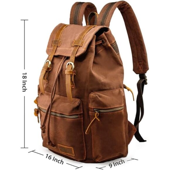 Vintage Canvas Backpack, Casual Daypack Backpacks for Men Women, 15inch Laptop B - Picture 2 of 6
